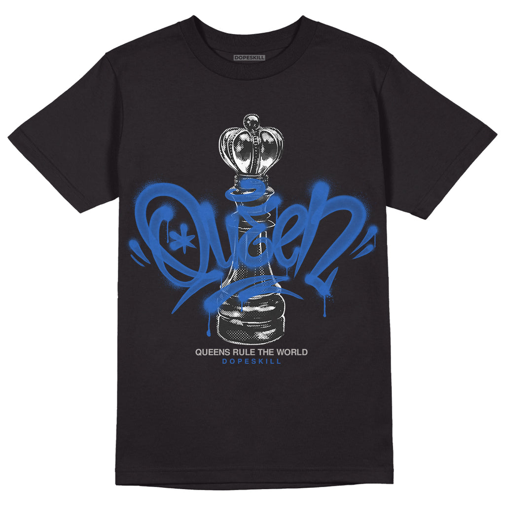 Jordan 1 High OG "True Blue" DopeSkill T-Shirt Queen Chess Graphic Streetwear - Black