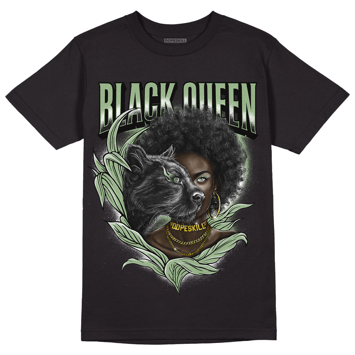 Seafoam 4s DopeSkill T-Shirt New Black Queen Graphic - Black