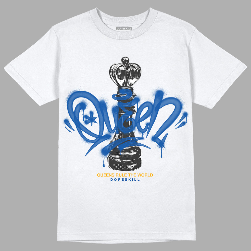 Dunk Blue Jay and University Gold DopeSkill T-Shirt Queen Chess Graphic Streetwear - White