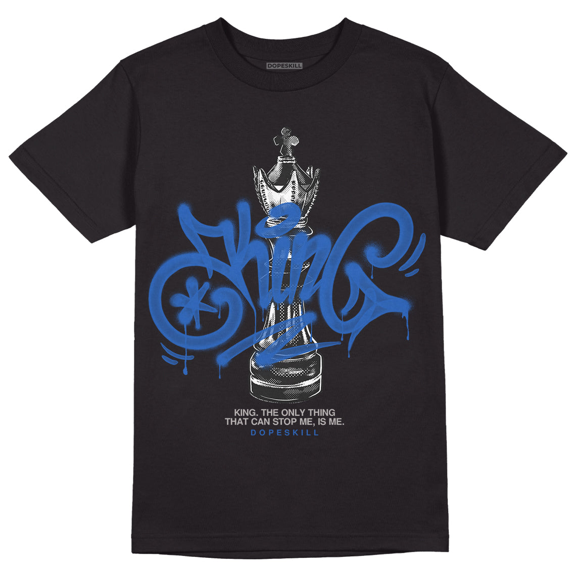 Jordan 1 High OG "True Blue" DopeSkill T-Shirt King Chess Graphic Streetwear - Black