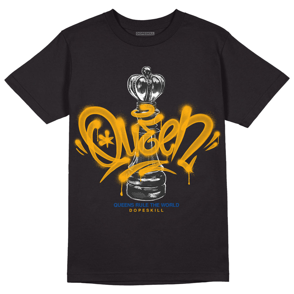 Dunk Blue Jay and University Gold DopeSkill T-Shirt Queen Chess Graphic Streetwear - Black