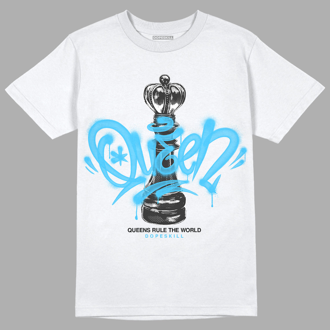 Jordan 13 Retro University Blue DopeSkill T-Shirt Queen Chess Graphic Streetwear - White