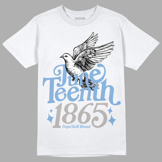 Jordan 5 Retro University Blue DopeSkill T-Shirt Juneteenth 1865 Graphic Streetwear - White