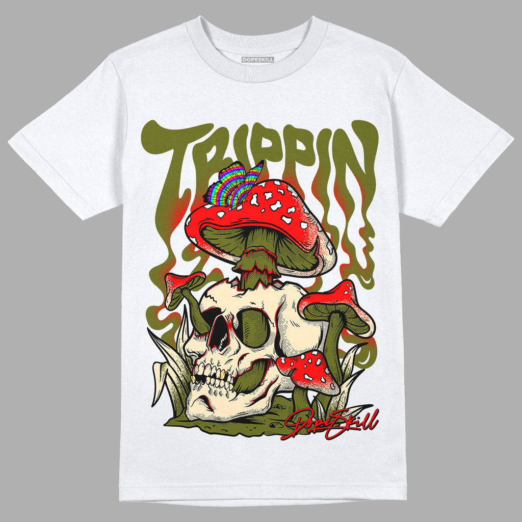 Travis Scott x Jordan 1 Low OG “Olive” DopeSkill T-Shirt Trippin Graphic Streetwear - White