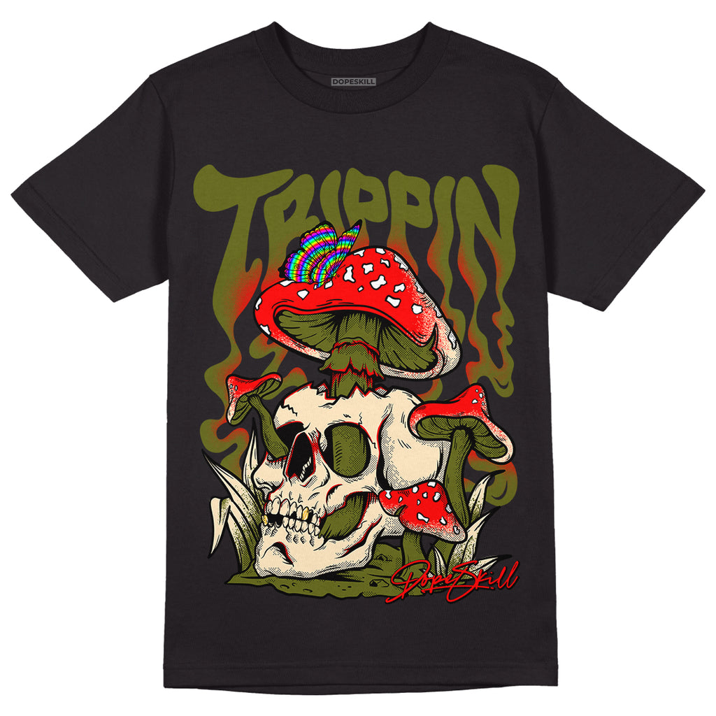 Travis Scott x Jordan 1 Low OG “Olive” DopeSkill T-Shirt Trippin Graphic Streetwear - Black