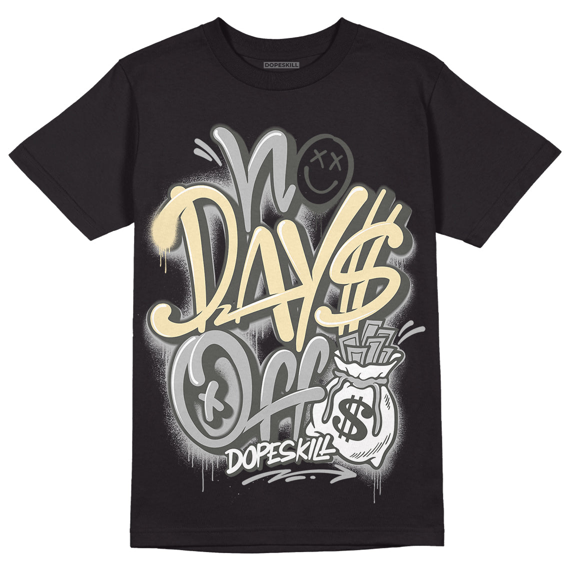 Jordan 4 Retro SE Craft Photon Dust DopeSkill T-Shirt No Days Off Graphic Streetwear   - Black