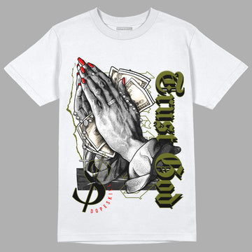 Travis Scott x Jordan 1 Low OG “Olive” DopeSkill T-Shirt Trust God Graphic Streetwear - White