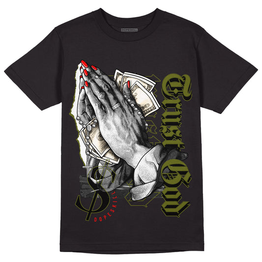 Travis Scott x Jordan 1 Low OG “Olive” DopeSkill T-Shirt Trust God Graphic Streetwear - Black