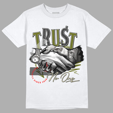 Travis Scott x Jordan 1 Low OG “Olive” DopeSkill T-Shirt Trust No One Graphic Streetwear - White