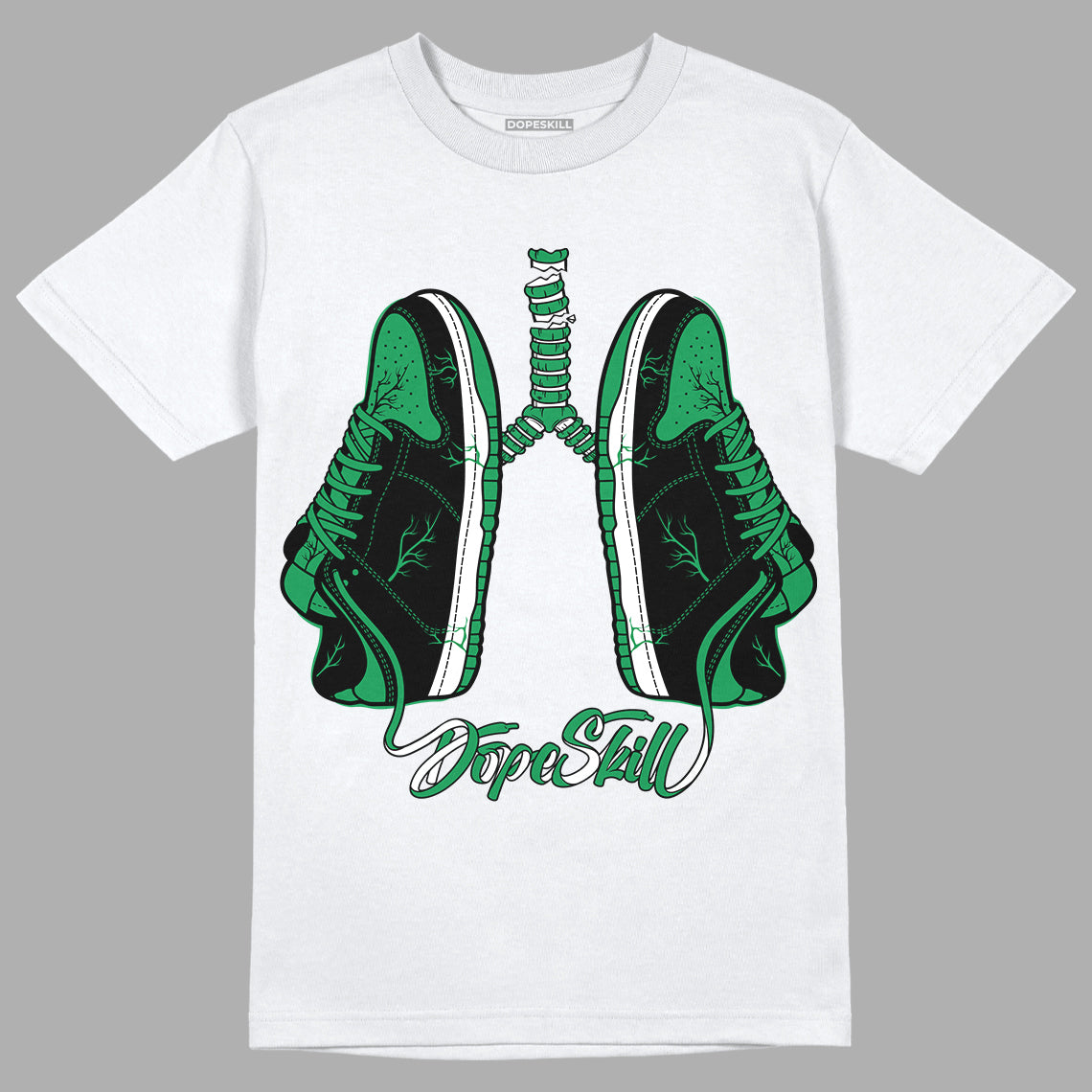 Jordan 1 Low Lucky Green DopeSkill T-Shirt Breathe Graphic Streetwear - White