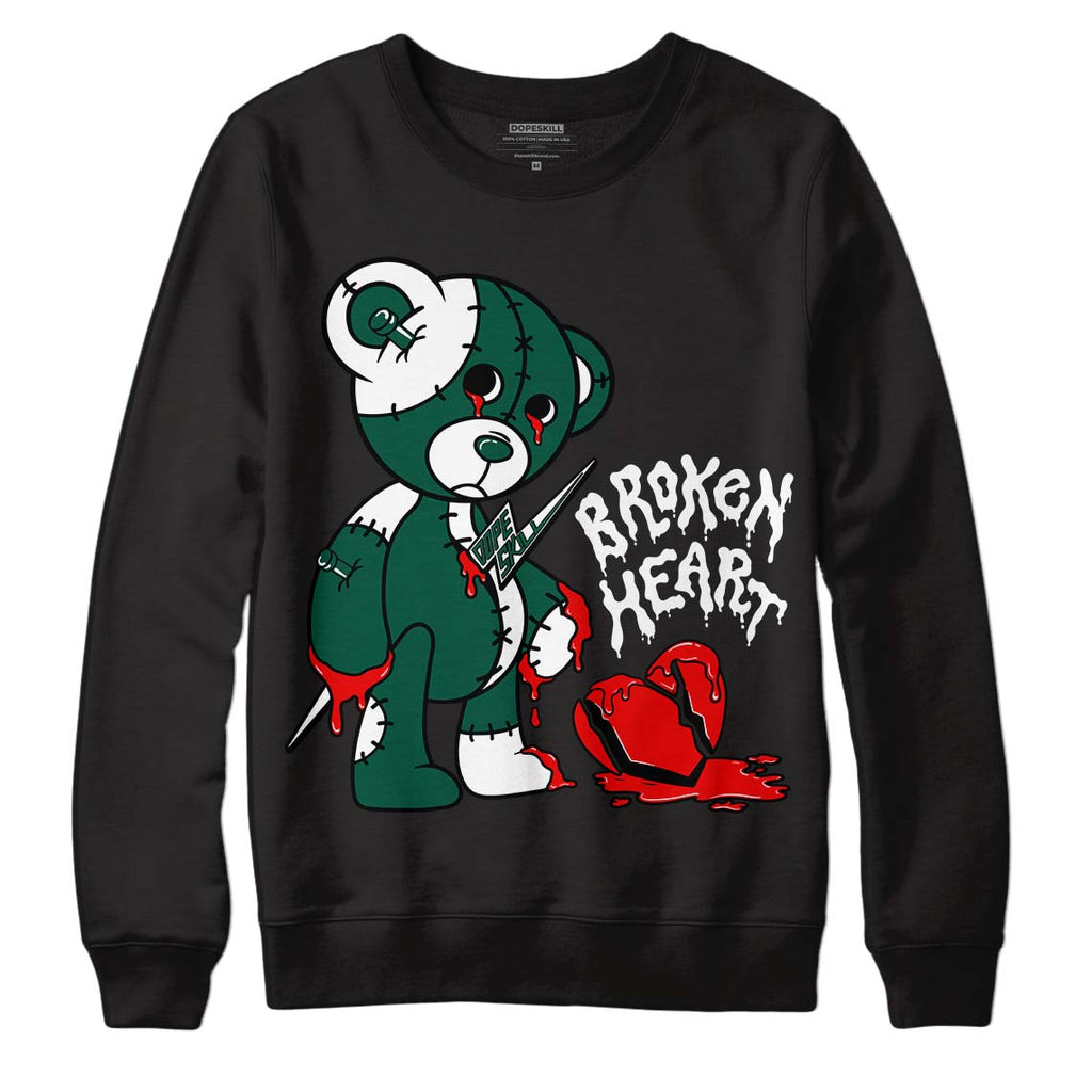 Lottery Pack Malachite Green Dunk Low DopeSkill Sweatshirt Broken Heart Graphic - Black