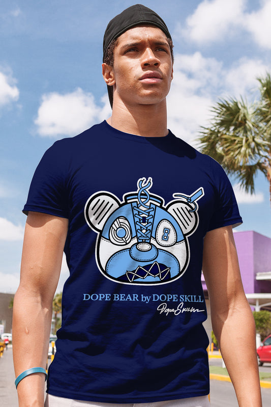 AJ 6 University Blue DopeSkill College Navy T-Shirt Sneaker Bear Head Graphic