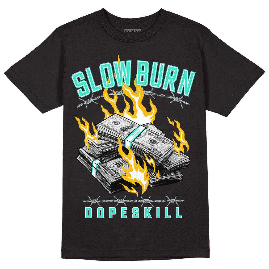 New Emerald 1s DopeSkill T-Shirt Slow Burn Graphic - Black