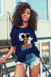 AJ 6 University Blue DopeSkill College Navy T-Shirt Black Queen Graphic