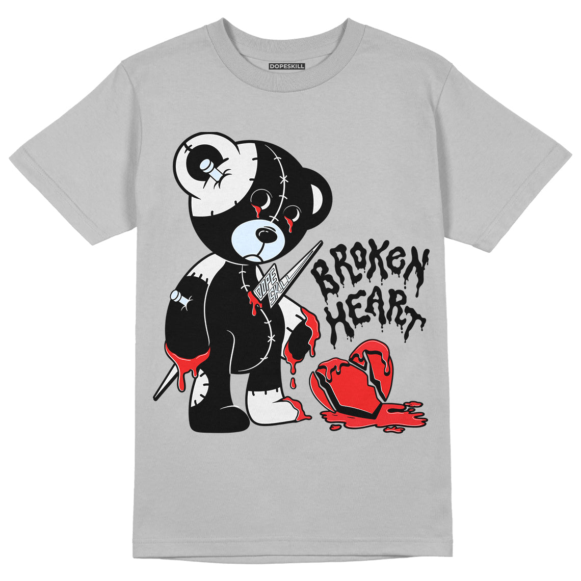 Black Metallic Chrome 6s DopeSkill Metallic Silver T-shirt Broken Heart Graphic