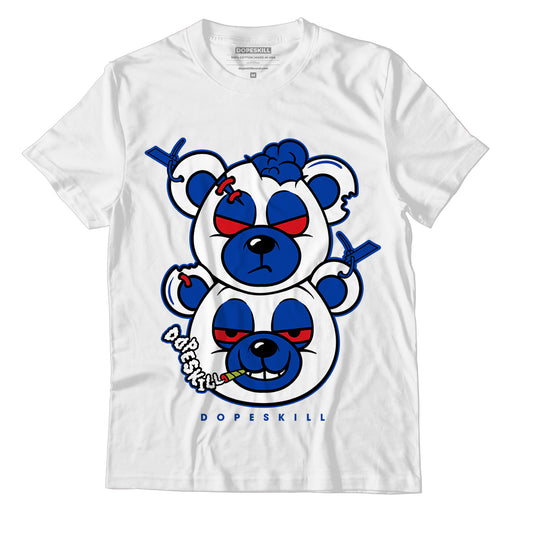 Question Mid Blue Toe DopeSkill T-Shirt New Double Bear Graphic - White 