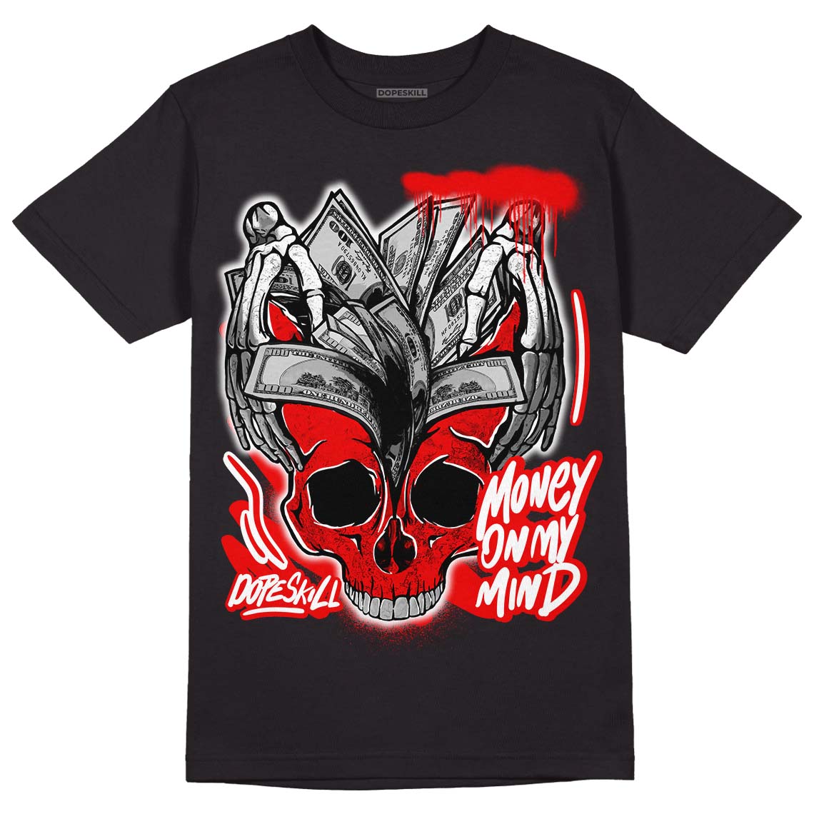 Cherry 11s DopeSkill T-Shirt MOMM Skull Graphic - Black