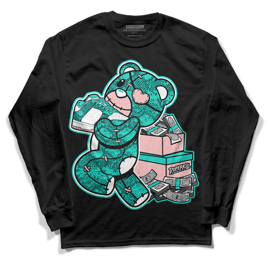 Green Snakeskin Dunk Low DopeSkill Long Sleeve T-Shirt Bear Steals Sneaker Graphic - Black