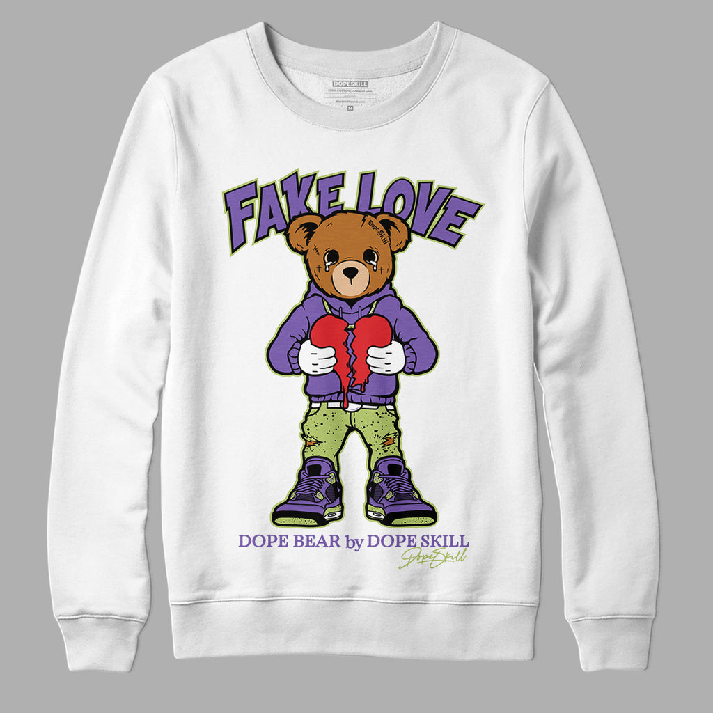 Canyon Purple 4s DopeSkill Sweatshirt Fake Love Graphic - White 