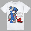 True Blue 1s DopeSkill T-Shirt Broken Heart Graphic - White