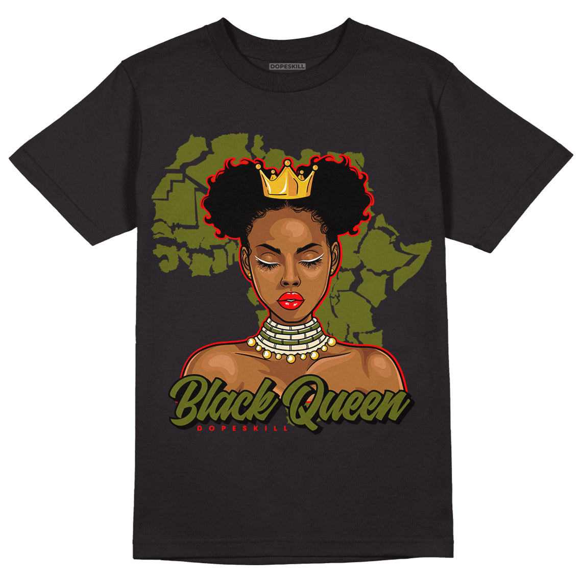 Travis Scott x Jordan 1 Low OG “Olive” DopeSkill T-Shirt Black Queen Graphic Streetwear - Black