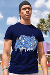 AJ 6 University Blue DopeSkill College Navy T-Shirt Rare Breed Graphic