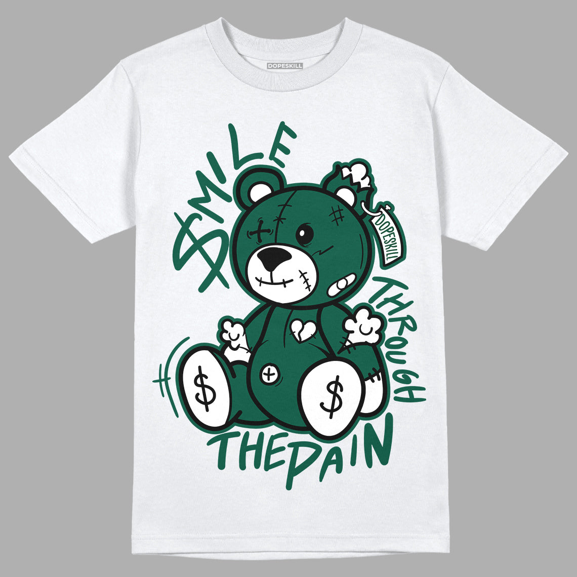 Lottery Pack Malachite Green Dunk Low DopeSkill T-Shirt BEAN Graphic - White