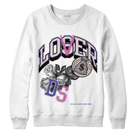 Jordan 7 SE Sapphire DopeSkill Sweatshirt Loser Lover Graphic - White 