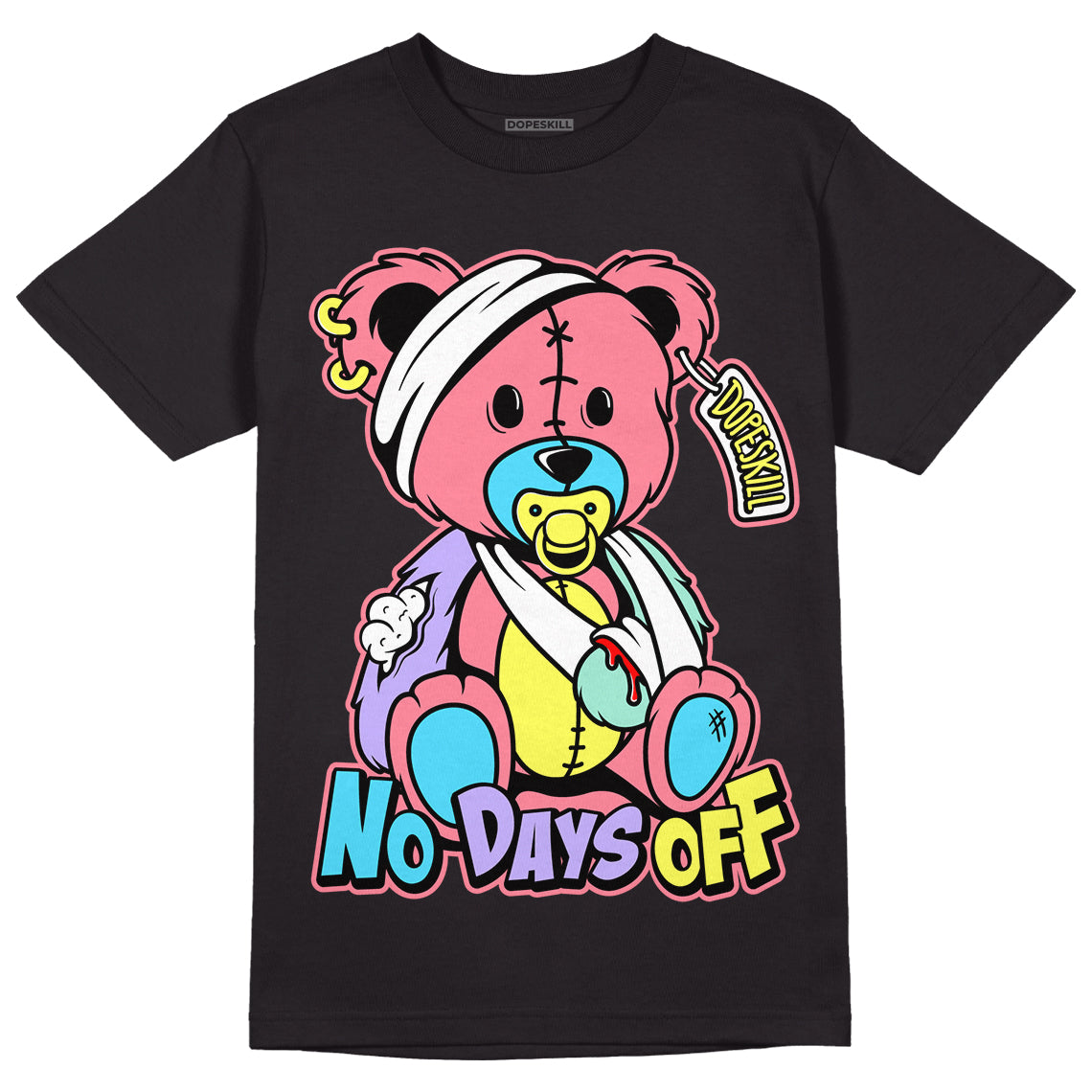 Candy Easter Dunk Low DopeSkill T-Shirt Hurt Bear Graphic - Black