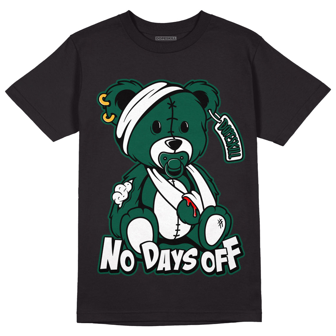 Lottery Pack Malachite Green Dunk Low DopeSkill T-Shirt Hurt Bear Graphic - Black