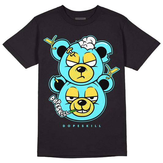 Aqua 5s DopeSkill T-Shirt New Double Bear Graphic - Black