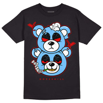 Travis Scott x Jordan 4 Retro 'Cactus Jack' DopeSkill T-Shirt New Double Bear Graphic Streetwear - Black 