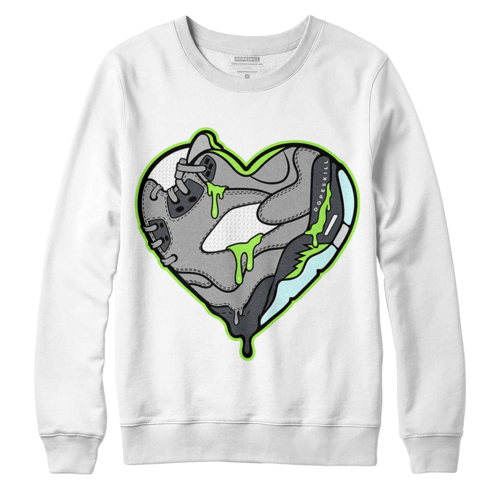 Jordan 5 Green Bean DopeSkill Sweatshirt Heart Jordan 5 Graphic - White 