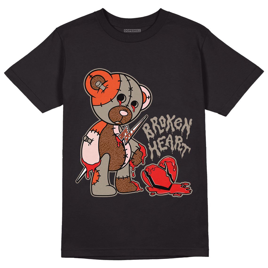 Jordan 3 “Desert Elephant” DopeSkill T-Shirt Broken Heart Graphic - Black