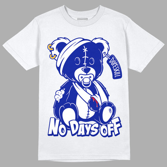 Racer Blue White Dunk Low DopeSkill T-Shirt Hurt Bear Graphic - White 
