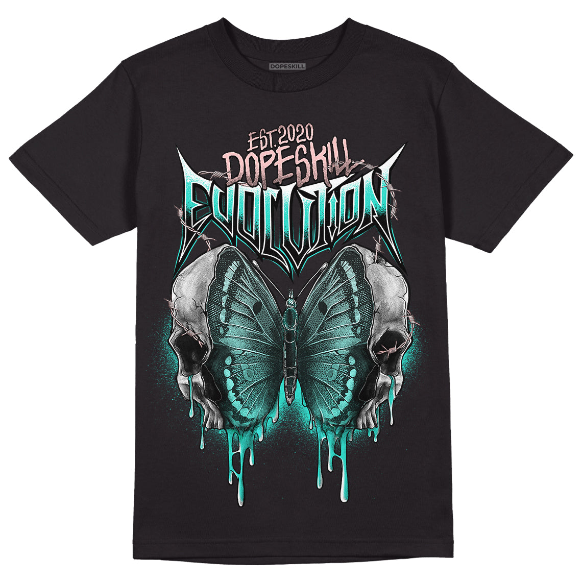 Green Snakeskin Dunk Low DopeSkill T-Shirt DopeSkill Evolution Graphic - Black