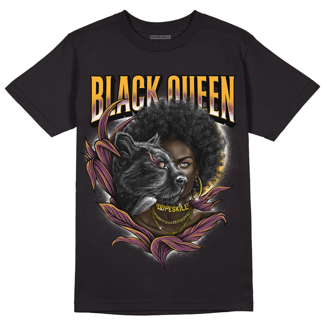 Brotherhood 1s High OG DopeSkill T-Shirt New Black Queen Graphic - Black