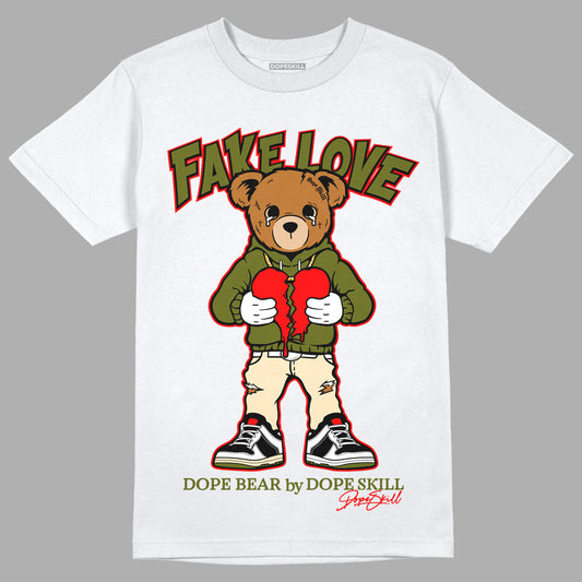 Travis Scott x Jordan 1 Low OG “Olive” DopeSkill T-Shirt Fake Love Graphic Streetwear - White