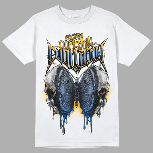 Dunk Blue Jay and University Gold DopeSkill T-Shirt DopeSkill Evolution Graphic Streetwear - White