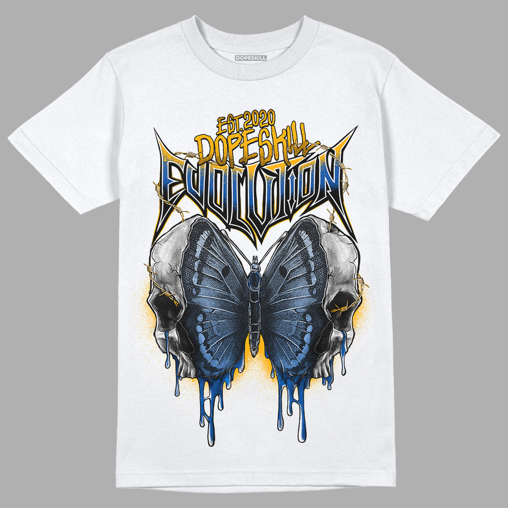 Dunk Blue Jay and University Gold DopeSkill T-Shirt DopeSkill Evolution Graphic Streetwear - White