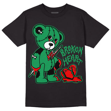 Jordan 1 Low Lucky Green DopeSkill T-Shirt Broken Heart Graphic Streetwear - Black