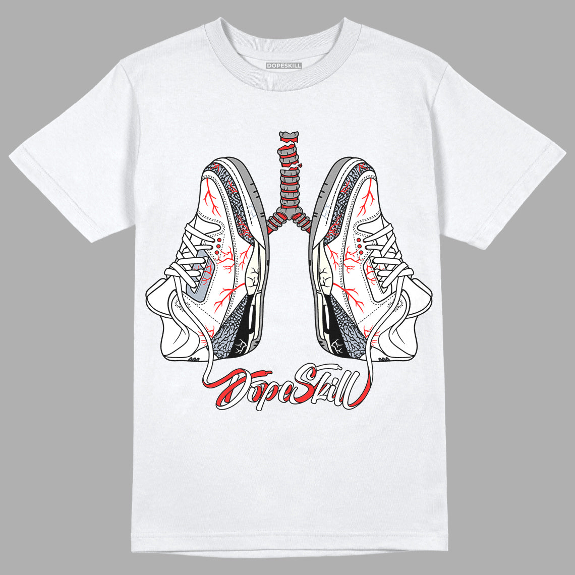 Jordan 3 Retro White Cement Reimagined DopeSkill T-Shirt Breathe Graphic Streetwear - White