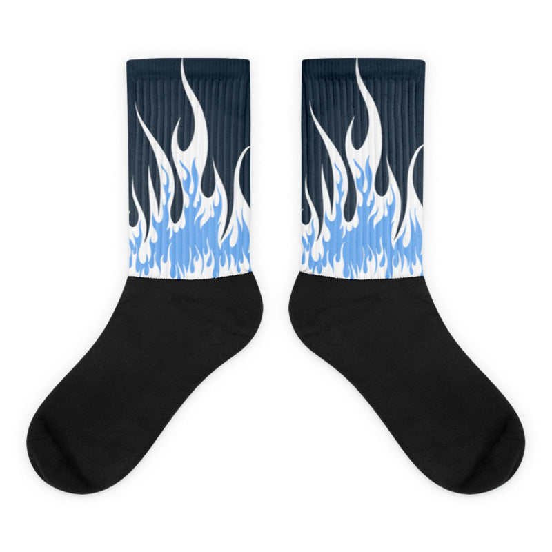 FIRE Sublimated Socks Match Jordan 6 Midnight Navy