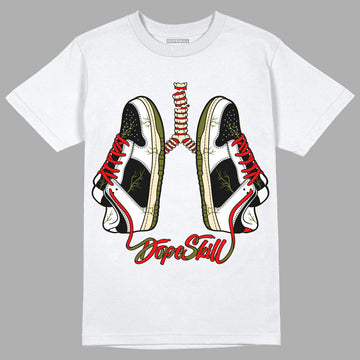 Travis Scott x Jordan 1 Low OG “Olive” DopeSkill T-Shirt Breathe Graphic Streetwear - White