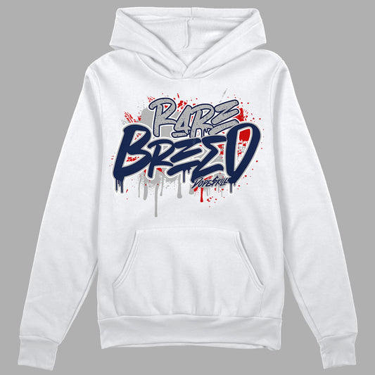 Midnight Navy 4s DopeSkill Hoodie Sweatshirt Rare Breed Graphic - White