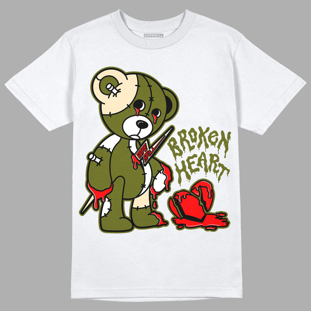 Travis Scott x Jordan 1 Low OG “Olive” DopeSkill T-Shirt Broken Heart Graphic Streetwear - White