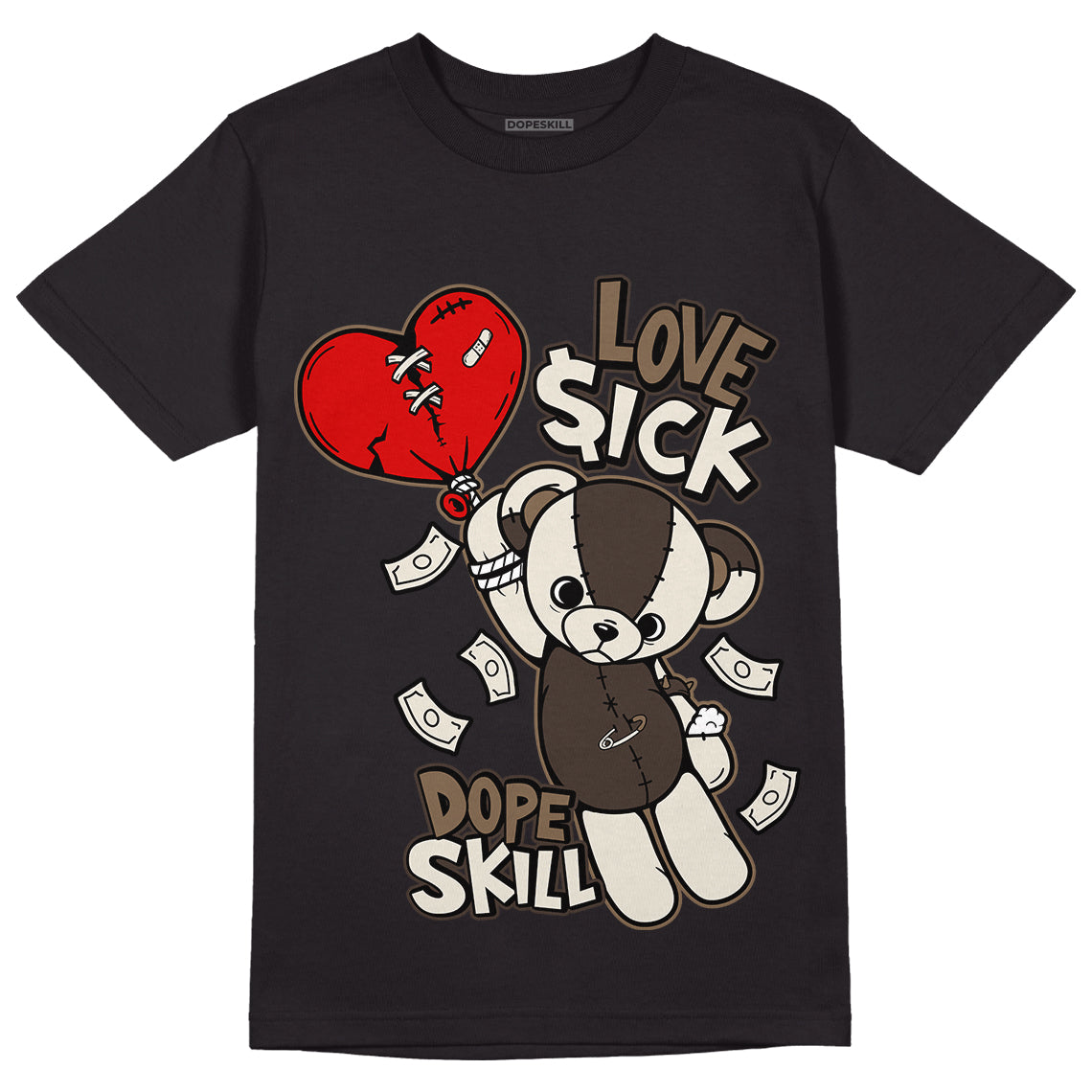 Jordan 1 Low OG “Reverse Mocha” DopeSkill T-Shirt Love Sick Graphic - Black