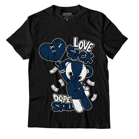 Jordan 13 Brave Blue DopeSkill T-Shirt Love Sick Graphic - Black