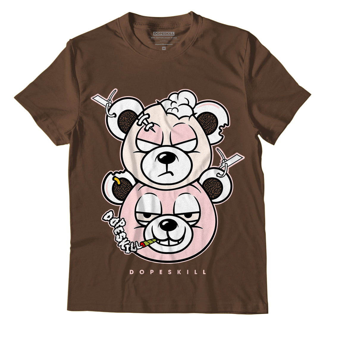 Jordan 3 Neapolitan DopeSkill Dark Mocha T-shirt New Double Bear Graphic