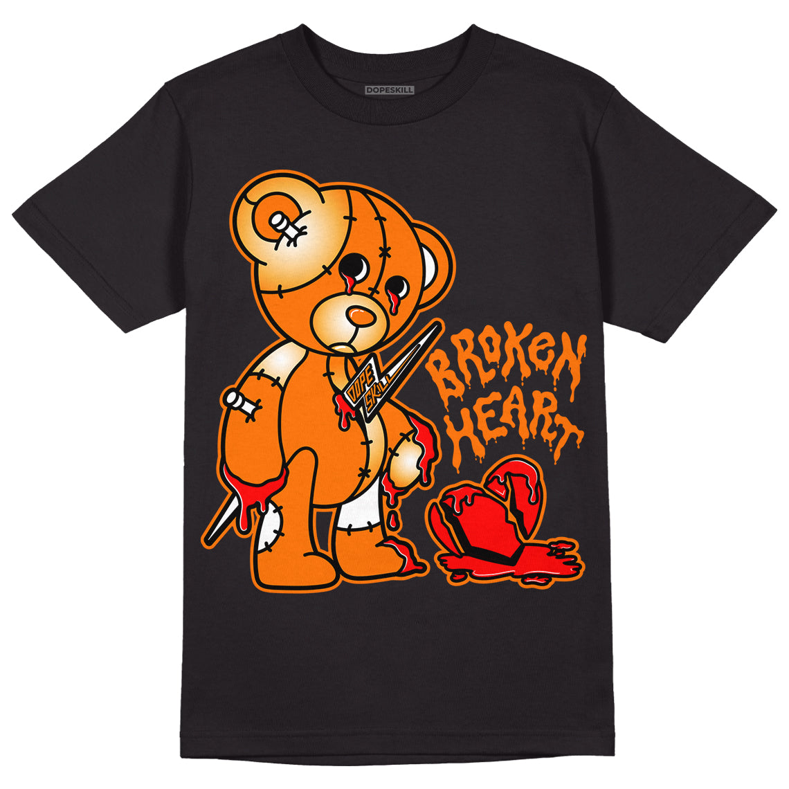 Wmns Dunk Low 'Magma Orange DopeSkill T-Shirt Broken Heart Graphic Streetwear - Black